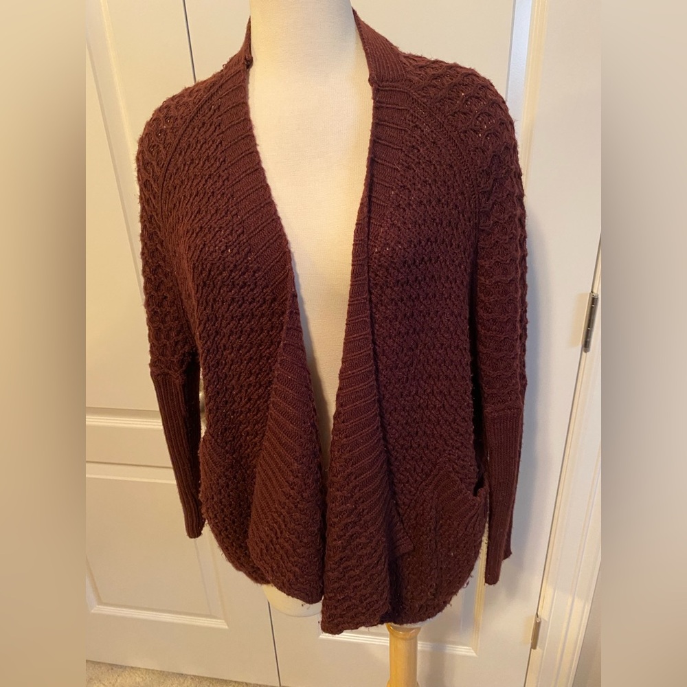 RD STYLED Style Maroon Open Drape Cardigan Sweater Sz S/P